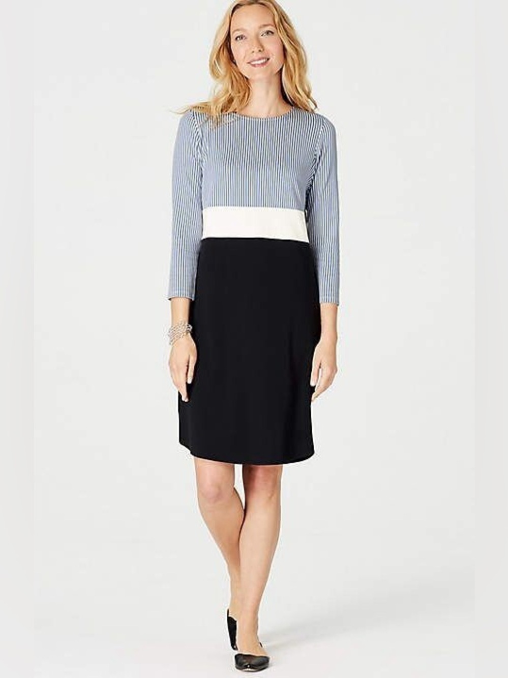 NWOT J. Jill Cotton Modal Striped Colorblock Tunic Dress Blue, White & Navy XL